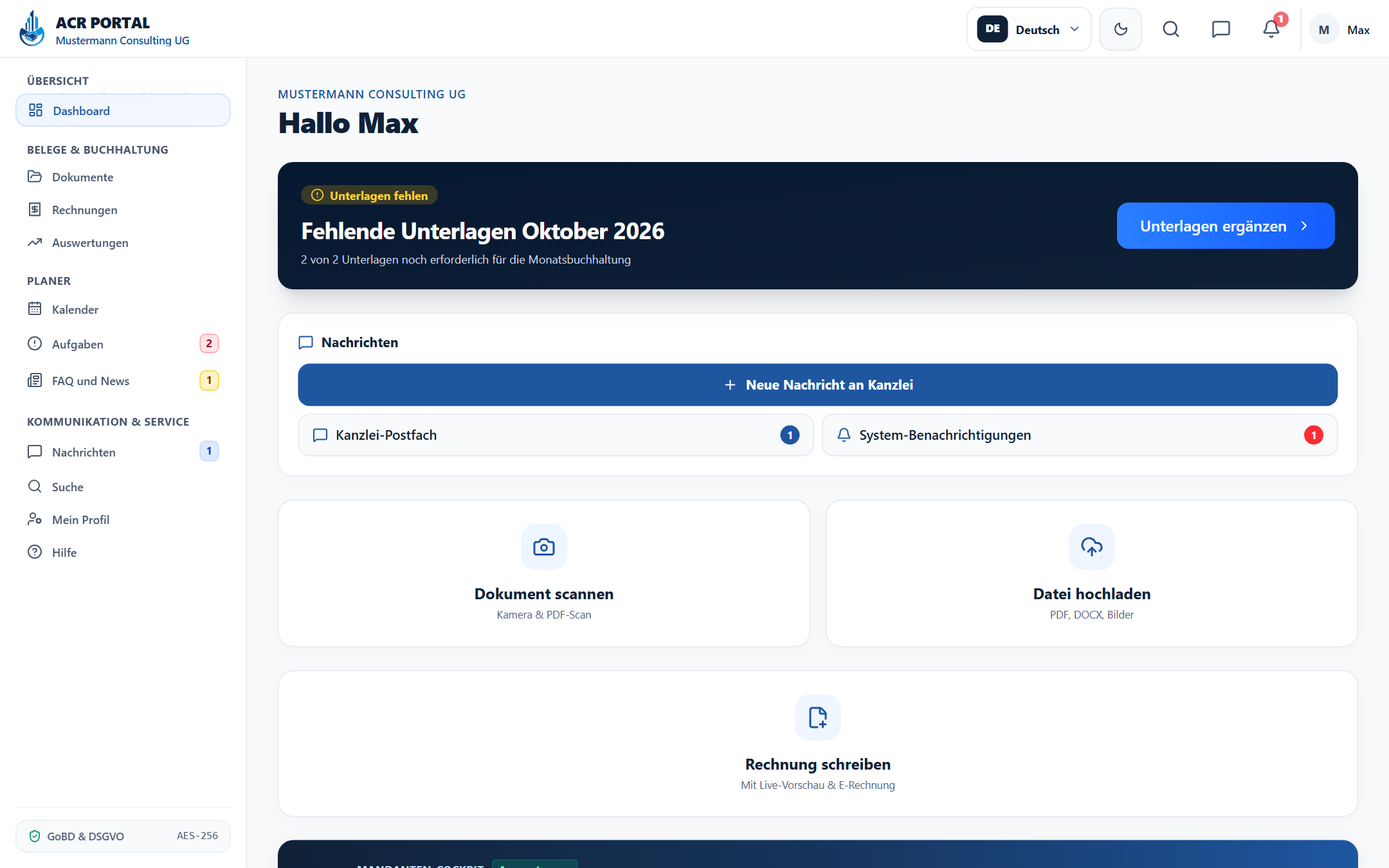 ACR Portal Dashboard