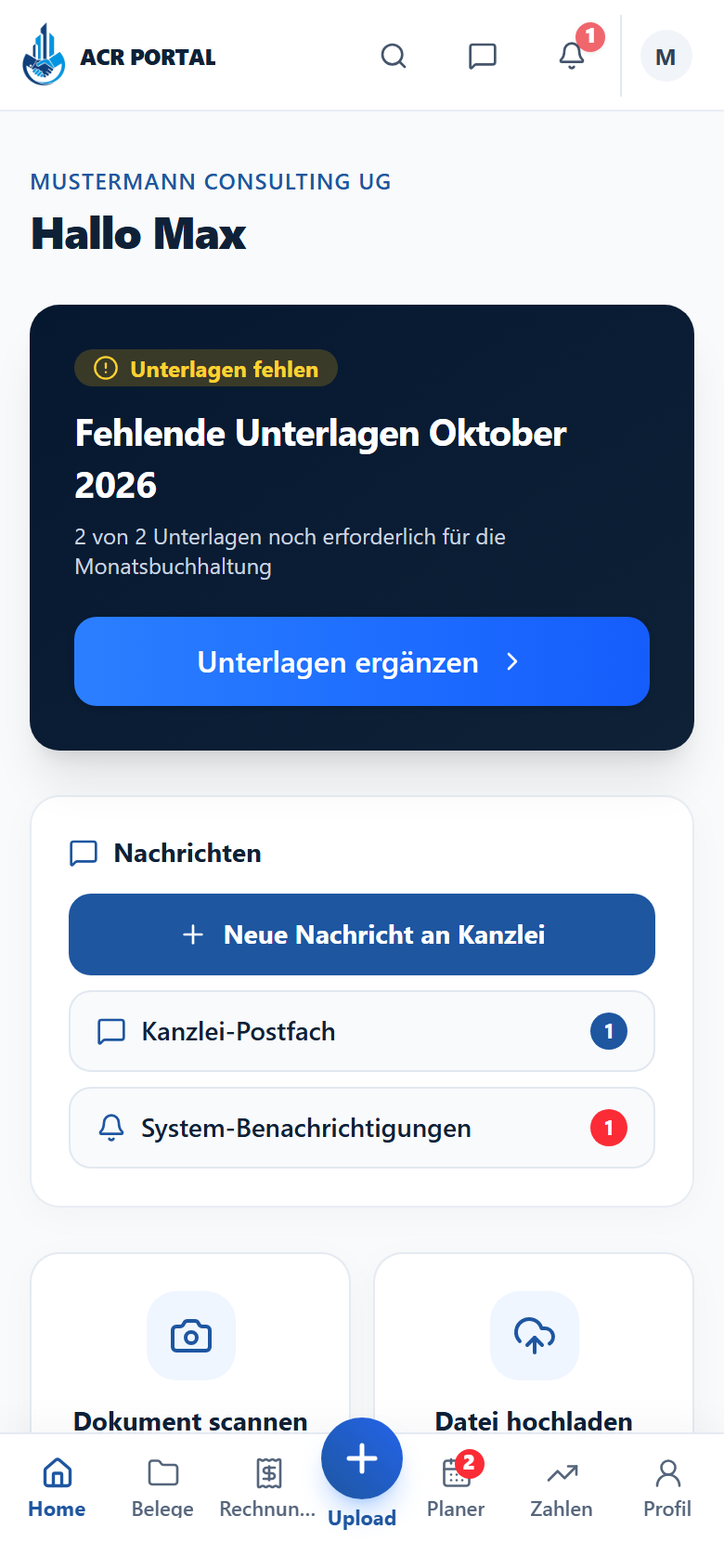 ACR Portal Dashboard – Mobil