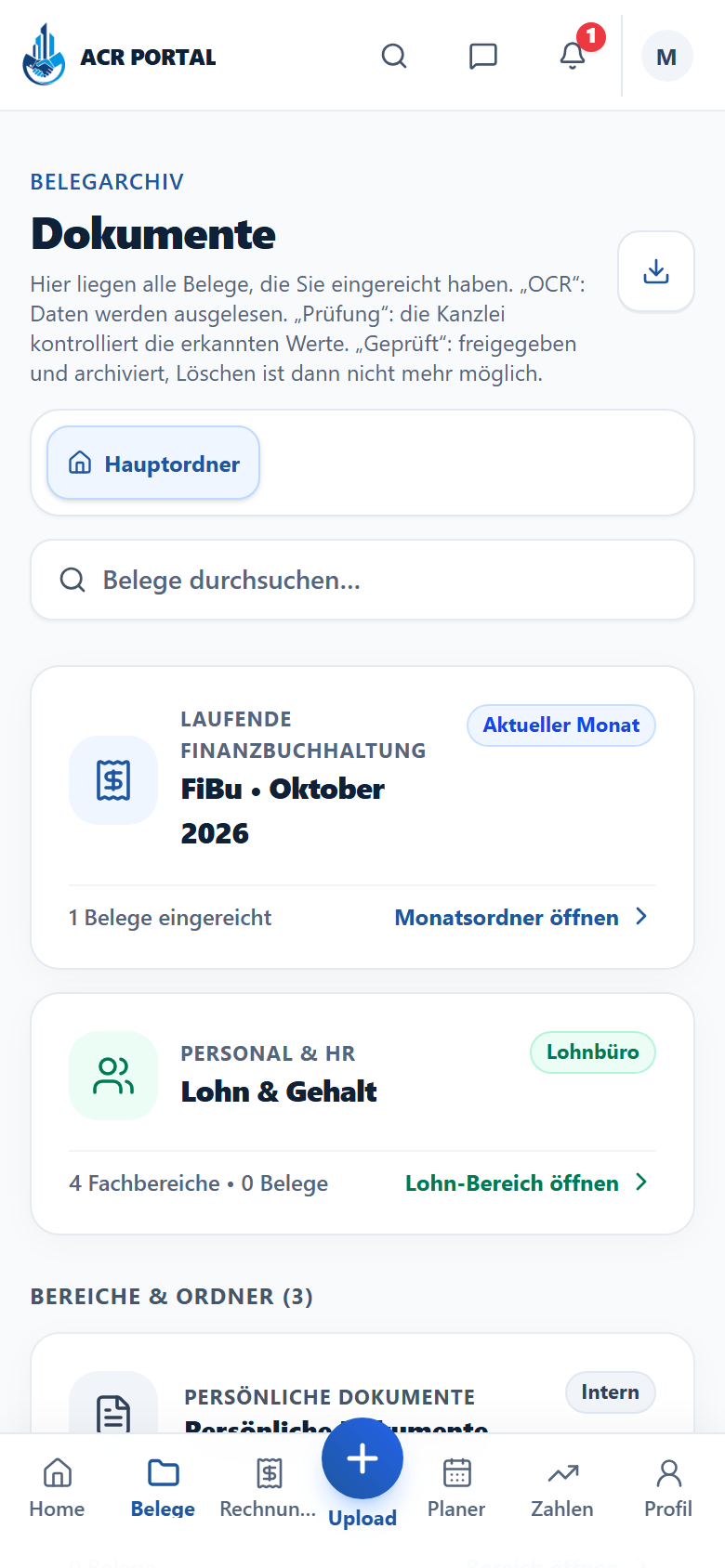 Belege einreichen: Scannen oder Hochladen – Mobil